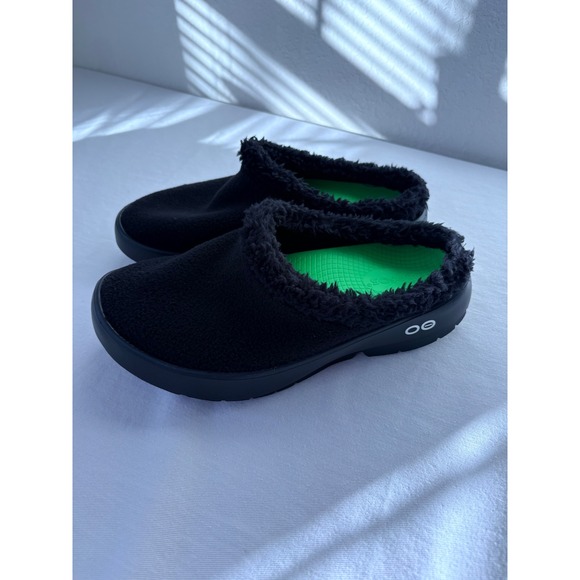 OOFOS Black Fleece Lined Clog Shoes Mens 12 EU 45 Comfort Slip On